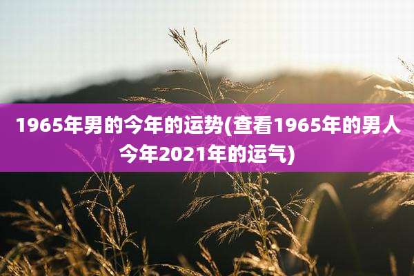 1965年男的今年的运势(查看1965年的男人今年2021年的运气)