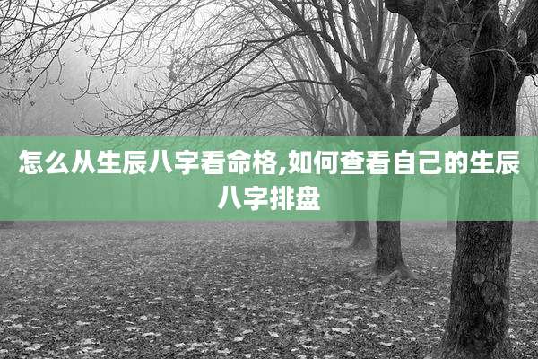 怎么从生辰八字看命格,如何查看自己的生辰八字排盘