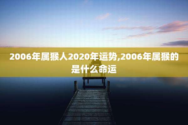 2006年属猴人2020年运势,2006年属猴的是什么命运