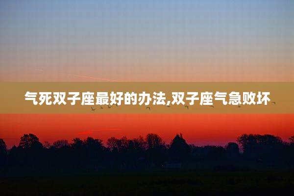 气死双子座最好的办法,双子座气急败坏