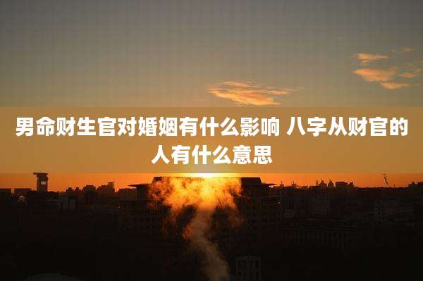 男命财生官对婚姻有什么影响 八字从财官的人有什么意思