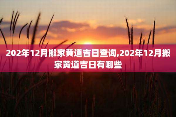 202年12月搬家黄道吉日查询,202年12月搬家黄道吉日有哪些