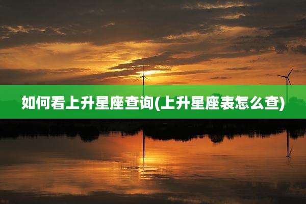 如何看上升星座查询(上升星座表怎么查)