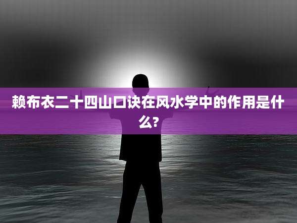 赖布衣二十四山口诀在风水学中的作用是什么?
