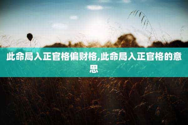 此命局入正官格偏财格,此命局入正官格的意思