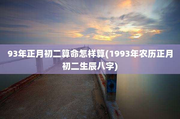 93年正月初二算命怎样算(1993年农历正月初二生辰八字)