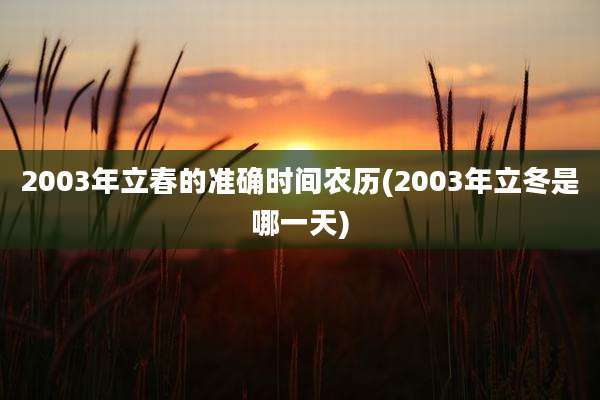 2003年立春的准确时间农历(2003年立冬是哪一天)