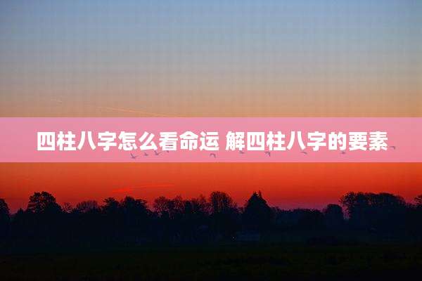 四柱八字怎么看命运 解四柱八字的要素
