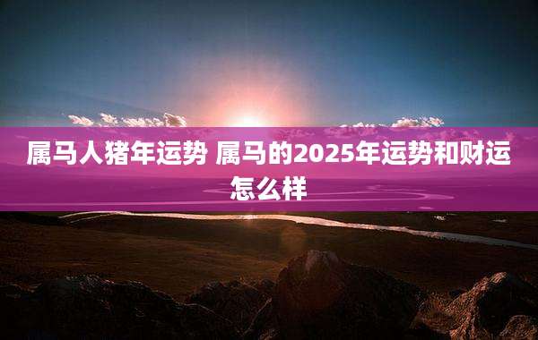 属马人猪年运势 属马的2025年运势和财运怎么样