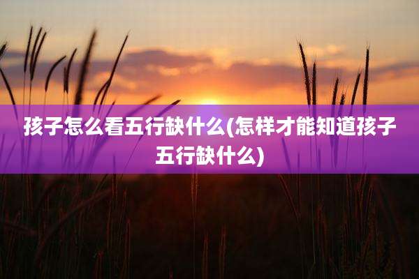 孩子怎么看五行缺什么(怎样才能知道孩子五行缺什么)