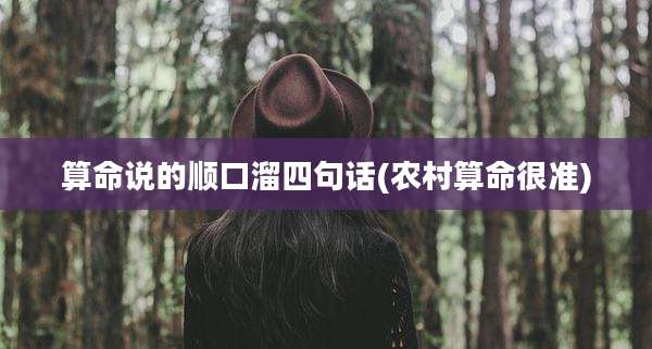 算命说的顺口溜四句话(农村算命很准)