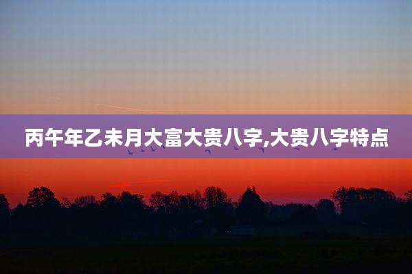丙午年乙未月大富大贵八字,大贵八字特点