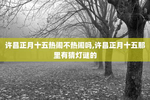 许昌正月十五热闹不热闹吗,许昌正月十五那里有猜灯谜的