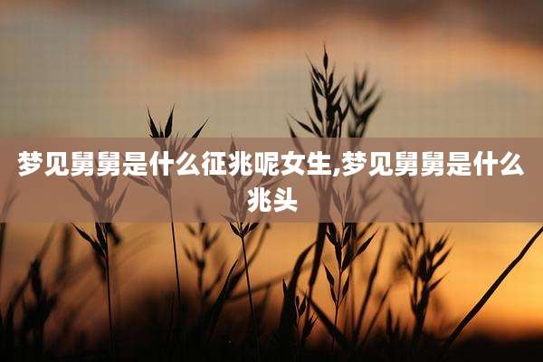 梦见舅舅是什么征兆呢女生,梦见舅舅是什么兆头