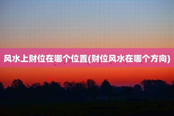 风水上财位在哪个位置(财位风水在哪个方向)