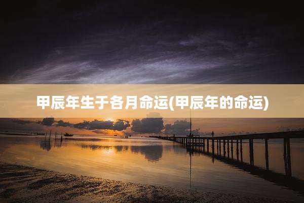 甲辰年生于各月命运(甲辰年的命运)