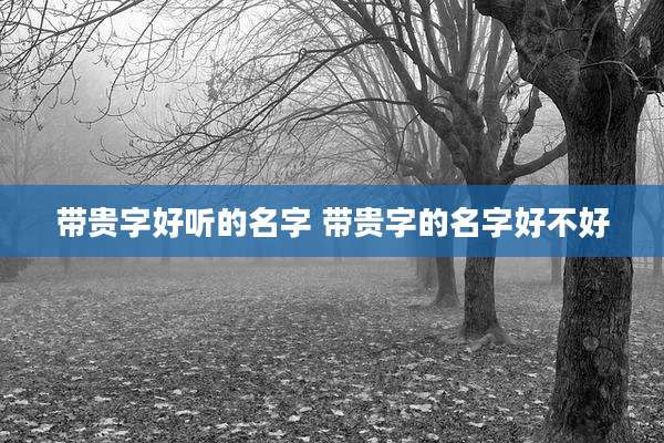 带贵字好听的名字 带贵字的名字好不好