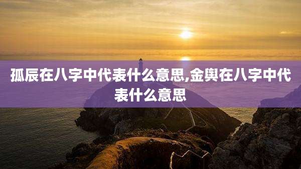 孤辰在八字中代表什么意思,金舆在八字中代表什么意思
