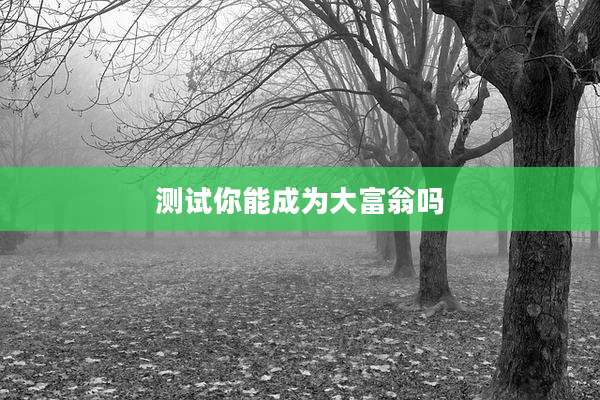 测试你能成为大富翁吗