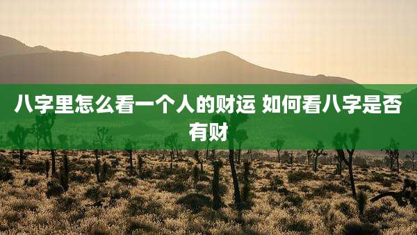 八字里怎么看一个人的财运 如何看八字是否有财