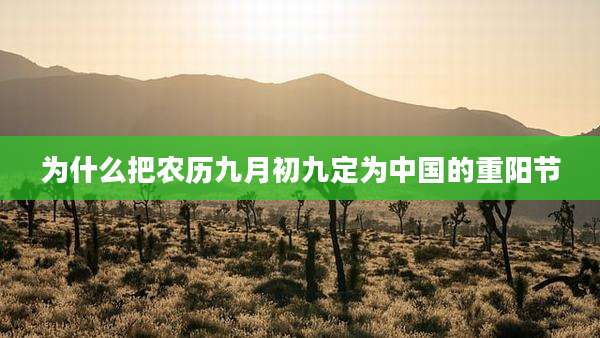 为什么把农历九月初九定为中国的重阳节