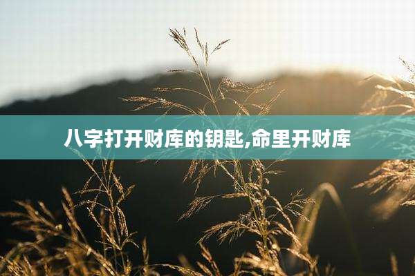 八字打开财库的钥匙,命里开财库