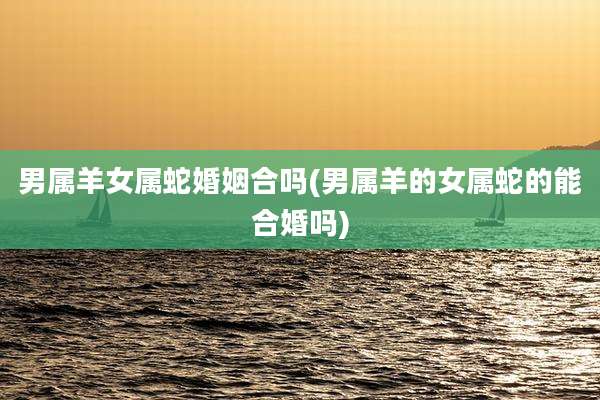 男属羊女属蛇婚姻合吗(男属羊的女属蛇的能合婚吗)