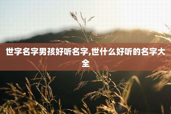 世字名字男孩好听名字,世什么好听的名字大全