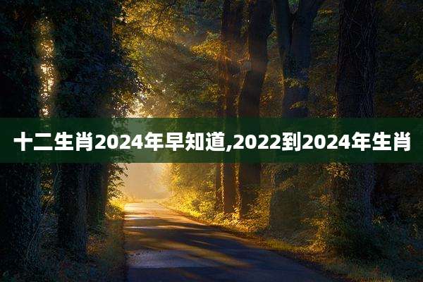 十二生肖2024年早知道,2022到2024年生肖
