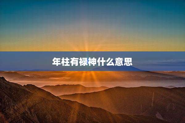 年柱有禄神什么意思