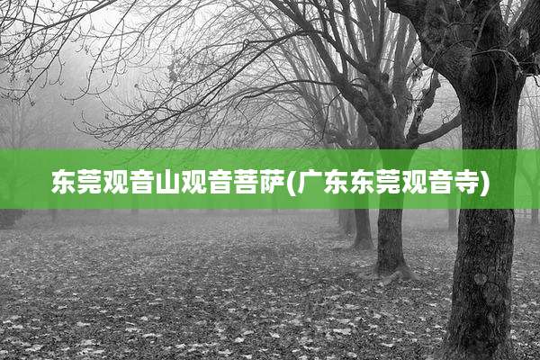 东莞观音山观音菩萨(广东东莞观音寺)