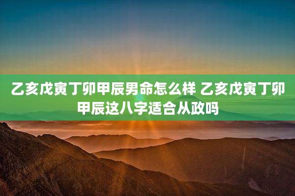 乙亥戊寅丁卯甲辰男命怎么样 乙亥戊寅丁卯甲辰这八字适合从政吗