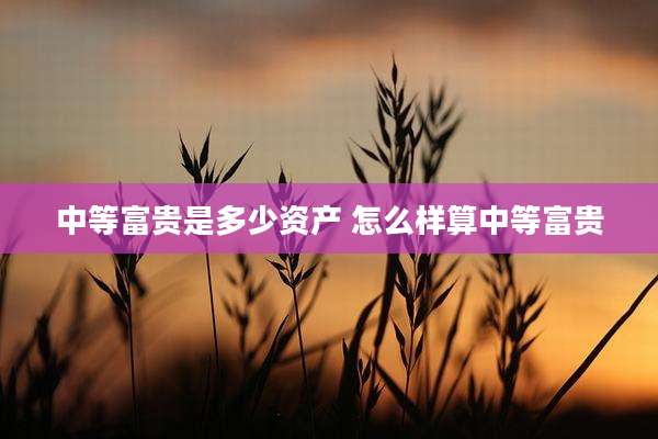 中等富贵是多少资产 怎么样算中等富贵