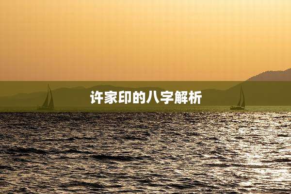 许家印的八字解析