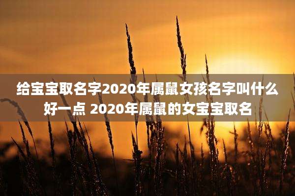 给宝宝取名字2020年属鼠女孩名字叫什么好一点 2020年属鼠的女宝宝取名