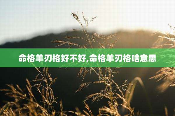 命格羊刃格好不好,命格羊刃格啥意思