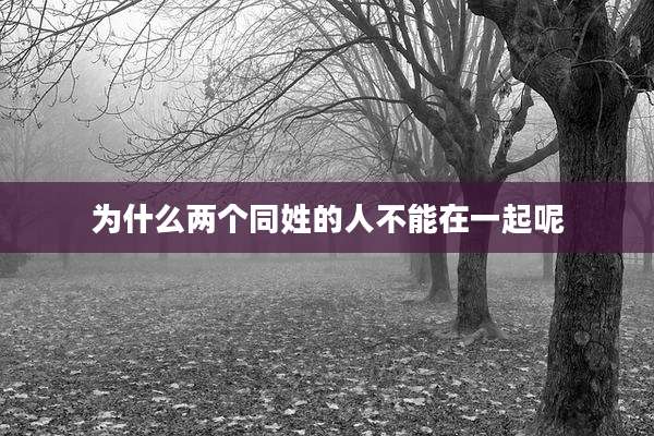 为什么两个同姓的人不能在一起呢