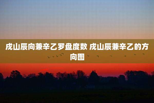 戌山辰向兼辛乙罗盘度数 戌山辰兼辛乙的方向图