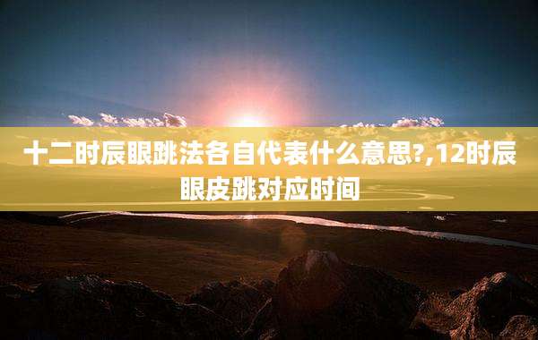 十二时辰眼跳法各自代表什么意思?,12时辰眼皮跳对应时间