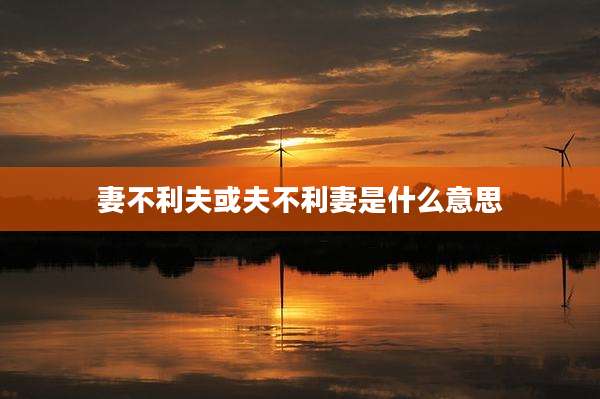 妻不利夫或夫不利妻是什么意思
