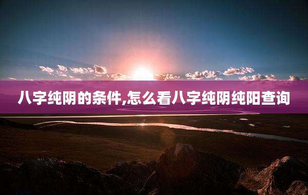 八字纯阴的条件,怎么看八字纯阴纯阳查询