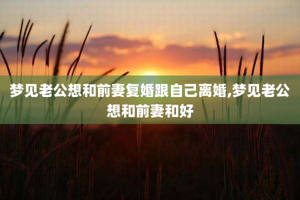 梦见老公想和前妻复婚跟自己离婚,梦见老公想和前妻和好