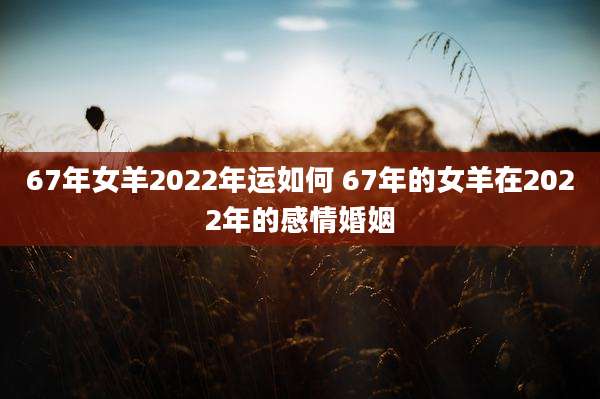 67年女羊2022年运如何 67年的女羊在2022年的感情婚姻