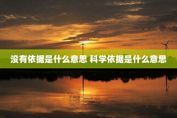 没有依据是什么意思 科学依据是什么意思