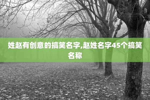 姓赵有创意的搞笑名字,赵姓名字45个搞笑名称
