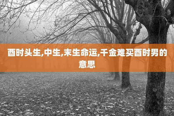 酉时头生,中生,末生命运,千金难买酉时男的意思