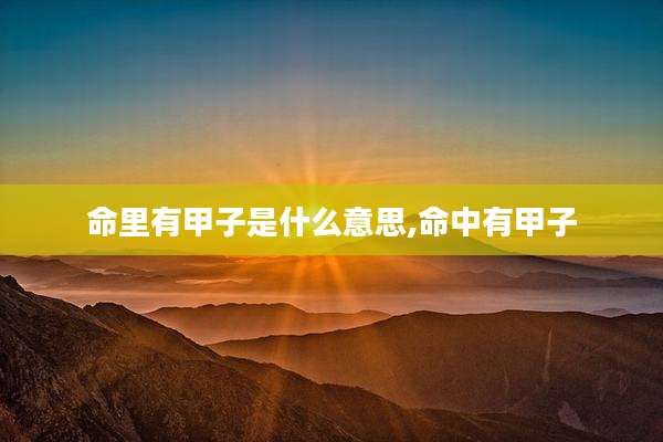 命里有甲子是什么意思,命中有甲子