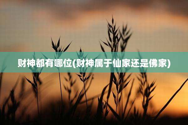 财神都有哪位(财神属于仙家还是佛家)