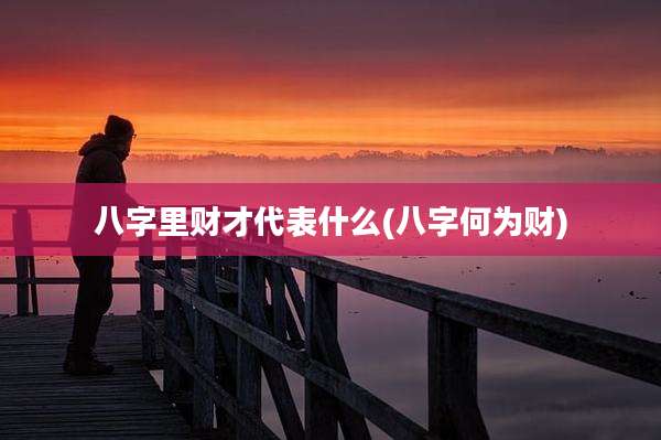 八字里财才代表什么(八字何为财)