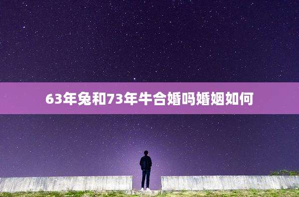 63年兔和73年牛合婚吗婚姻如何
